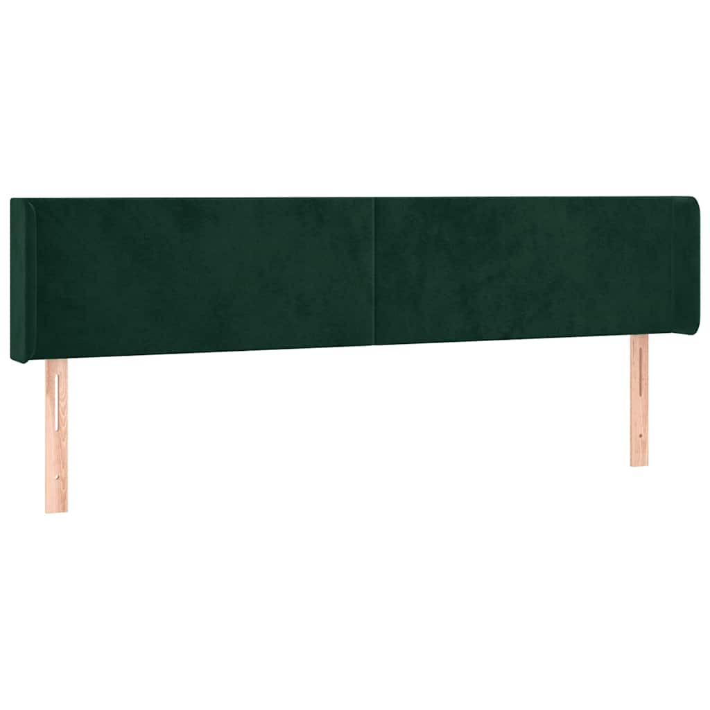 vidaXL Cabeceira de cama c/ abas veludo 203x16x78/88cm verde-escuro