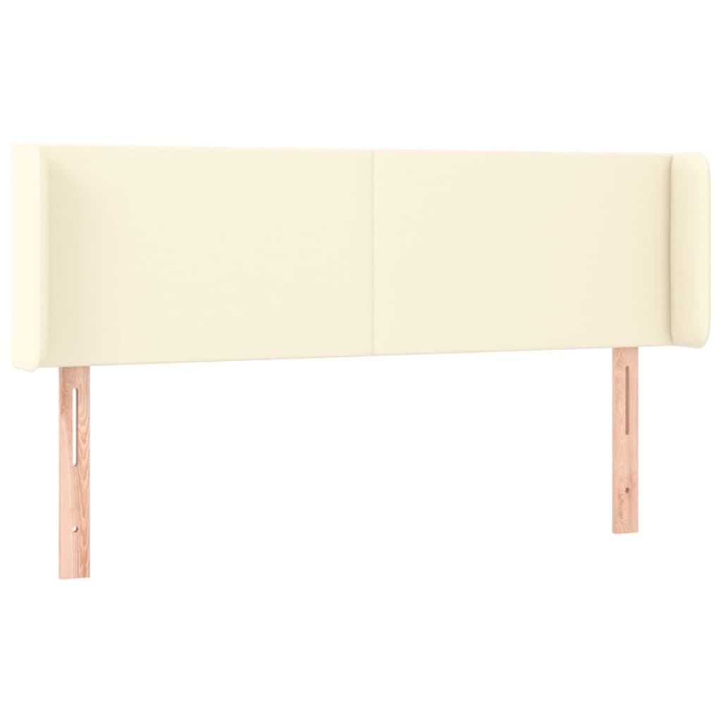 vidaXL Cabeceira de cama c/ abas couro artificial 147x16x78/88cm creme