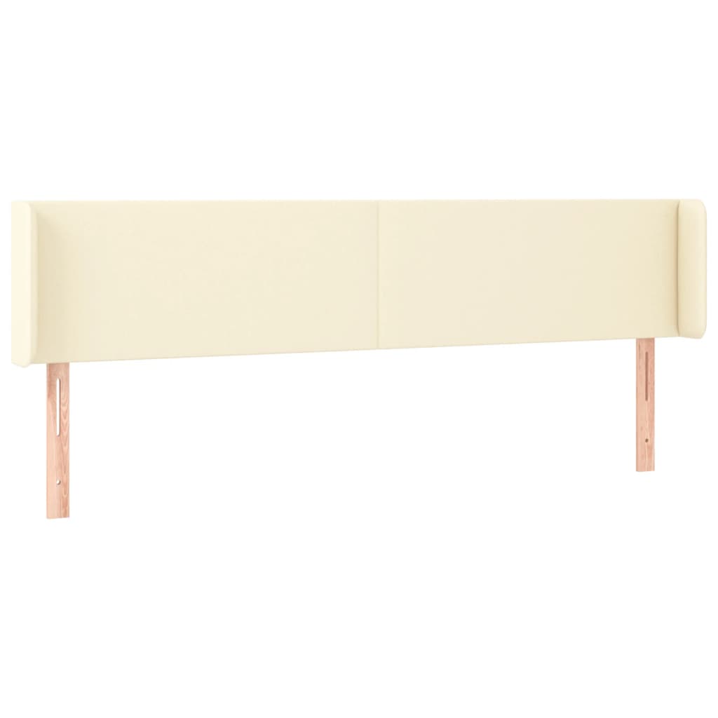 vidaXL Cabeceira de cama c/ abas couro artificial 203x16x78/88cm creme