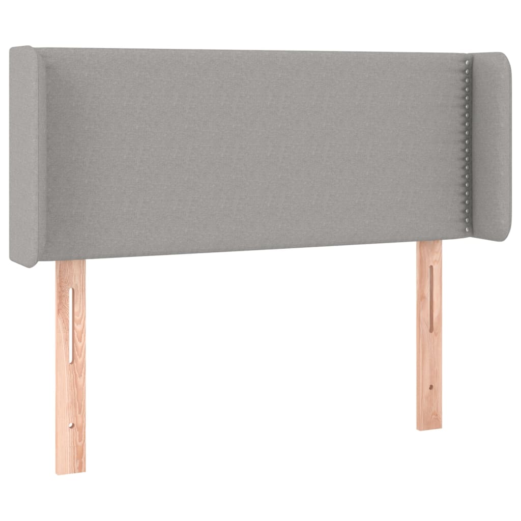 vidaXL Cabeceira de cama c/ abas tecido 93x16x78/88 cm cinzento-claro