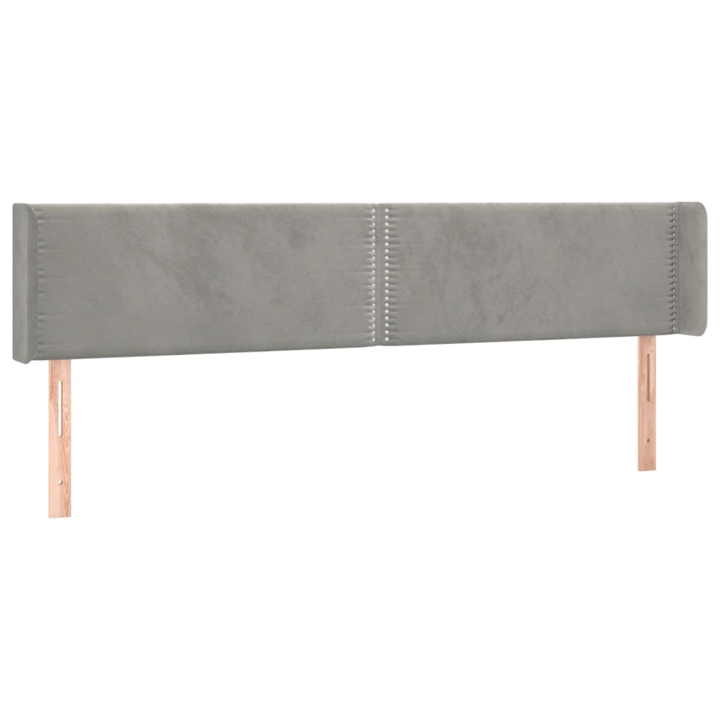vidaXL Cabeceira de cama c/ abas veludo 203x16x78/88 cm cinzento-claro