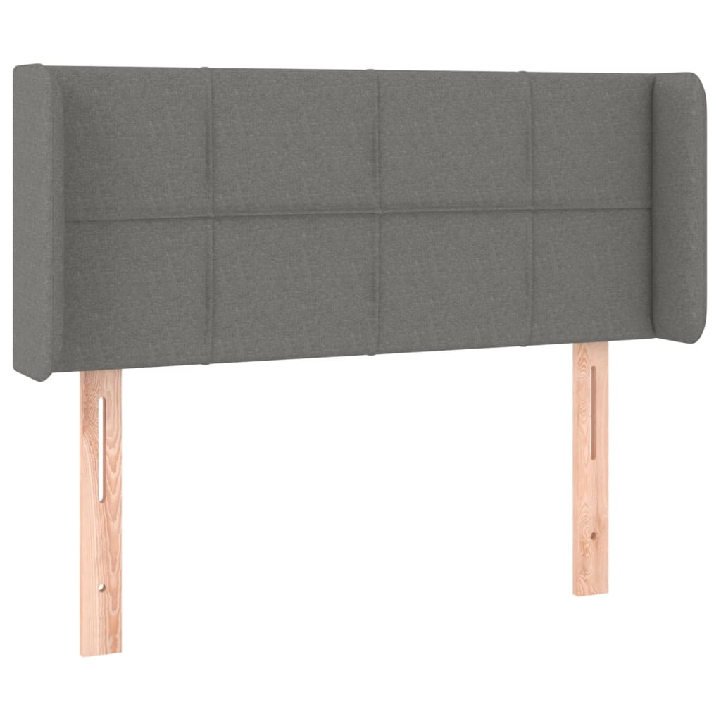 vidaXL Cabeceira de cama c/ abas tecido 93x16x78/88 cm cinzento-escuro
