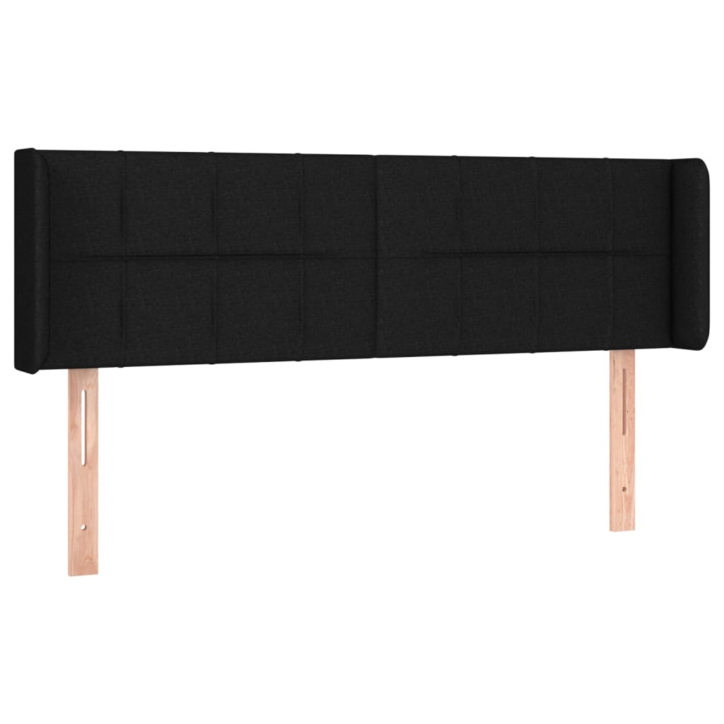 vidaXL Cabeceira de cama c/ abas tecido 147x16x78/88 cm preto