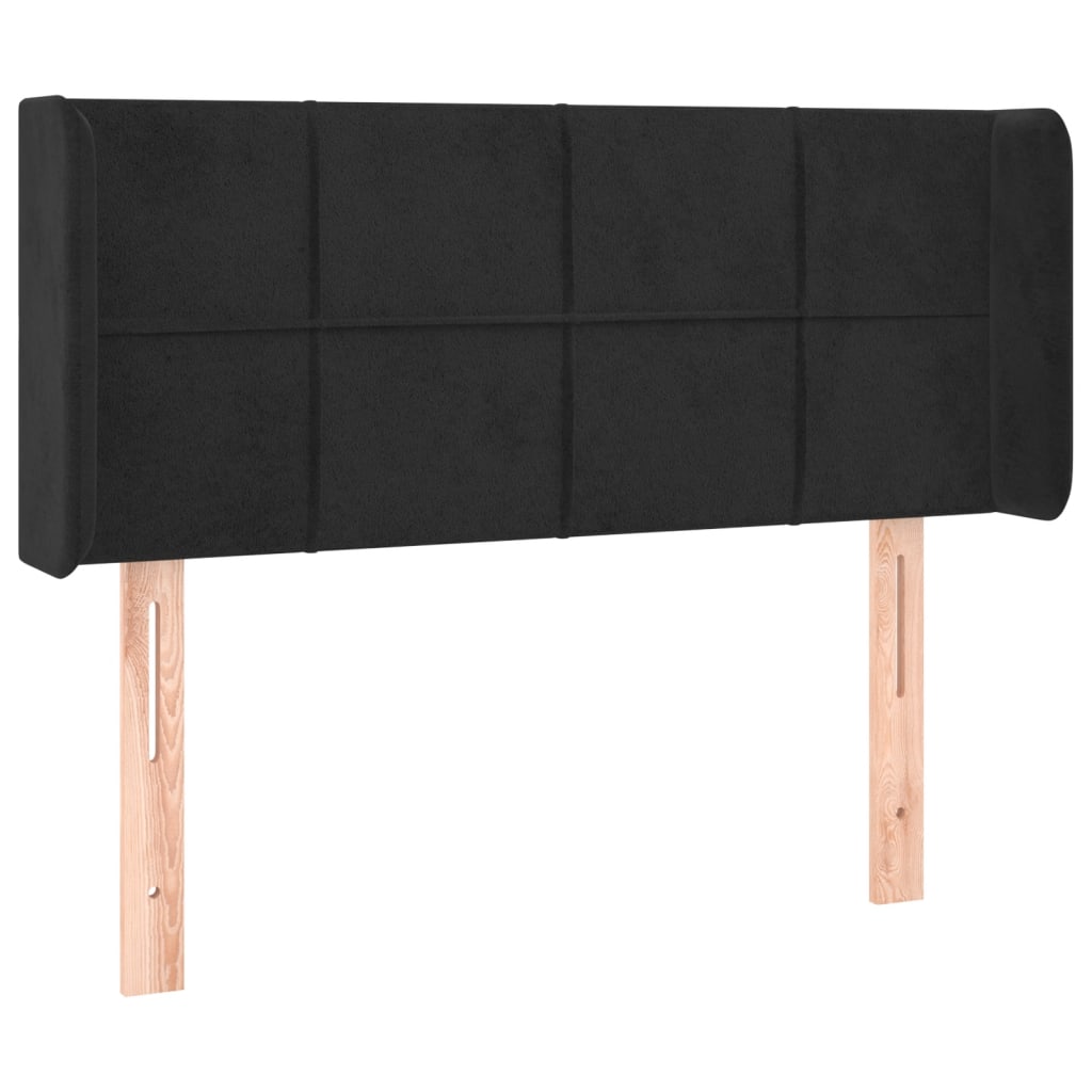 vidaXL Cabeceira de cama c/ abas veludo 93x16x78/88 cm preto