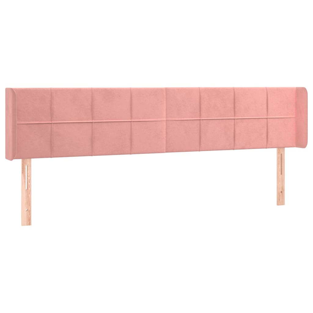 vidaXL Cabeceira de cama c/ abas veludo 163x16x78/88 cm rosa