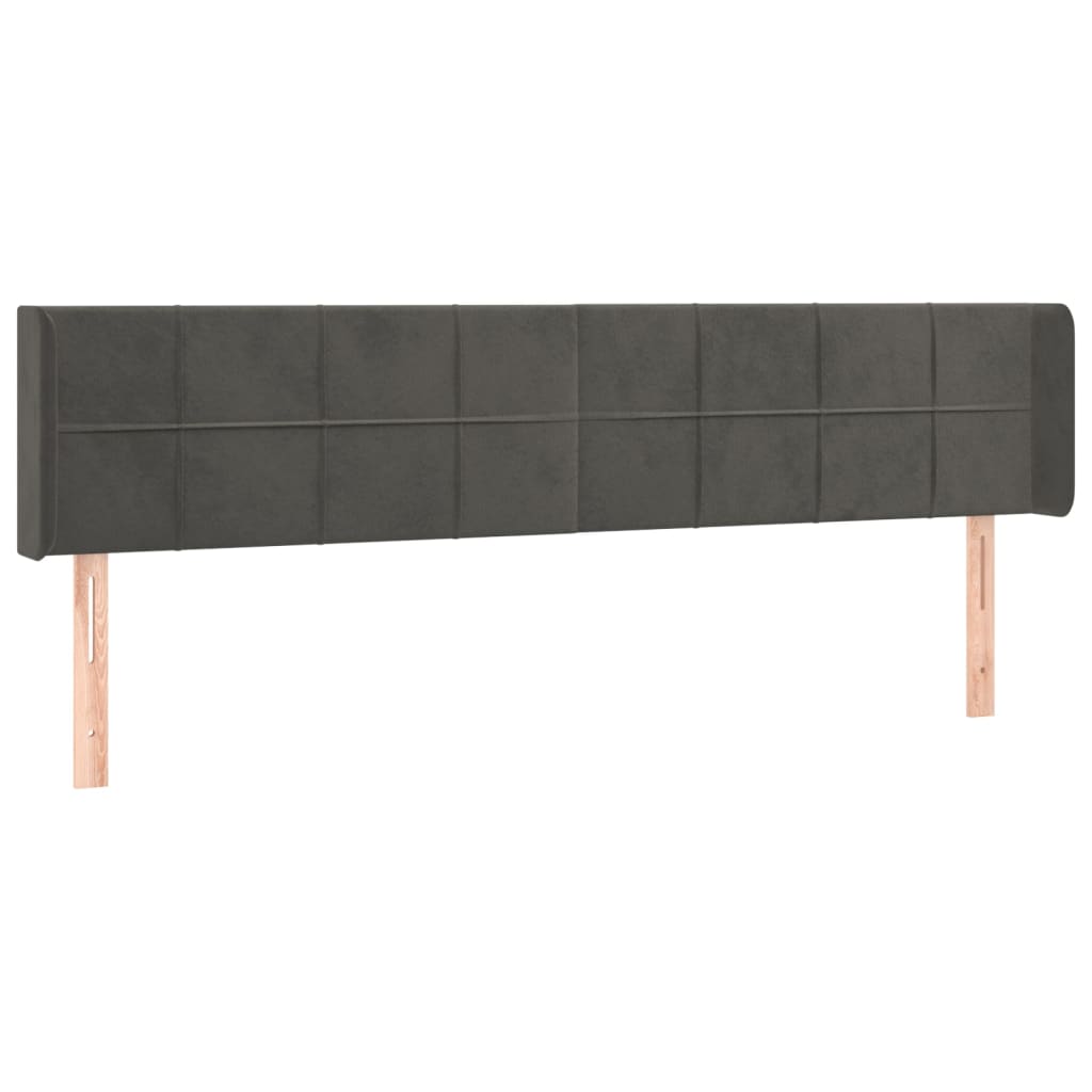 vidaXL Cabeceira de cama c/ abas veludo 183x16x78/88cm cinzento-escuro