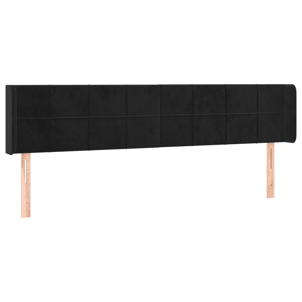 vidaXL Cabeceira de cama c/ abas veludo 203x16x78/88 cm preto
