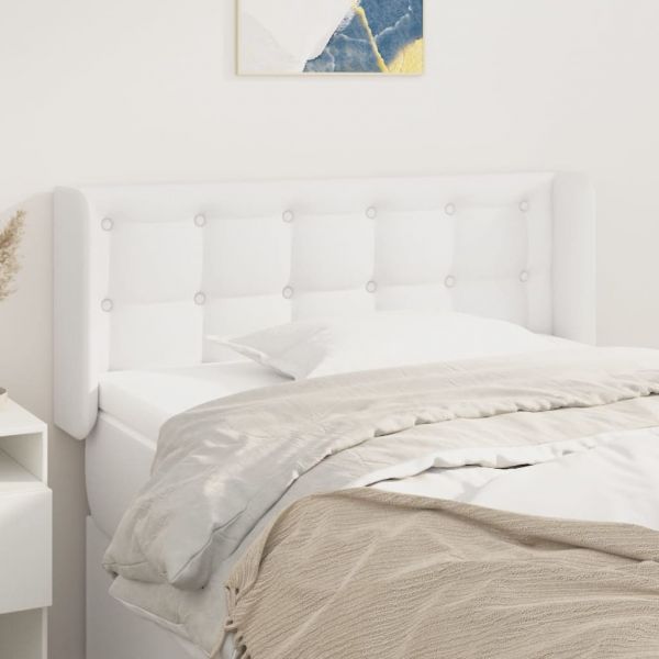 vidaXL Cabeceira de Cama com Abas Couro Artificial 83x16x78/88cm Branco - 2107105354