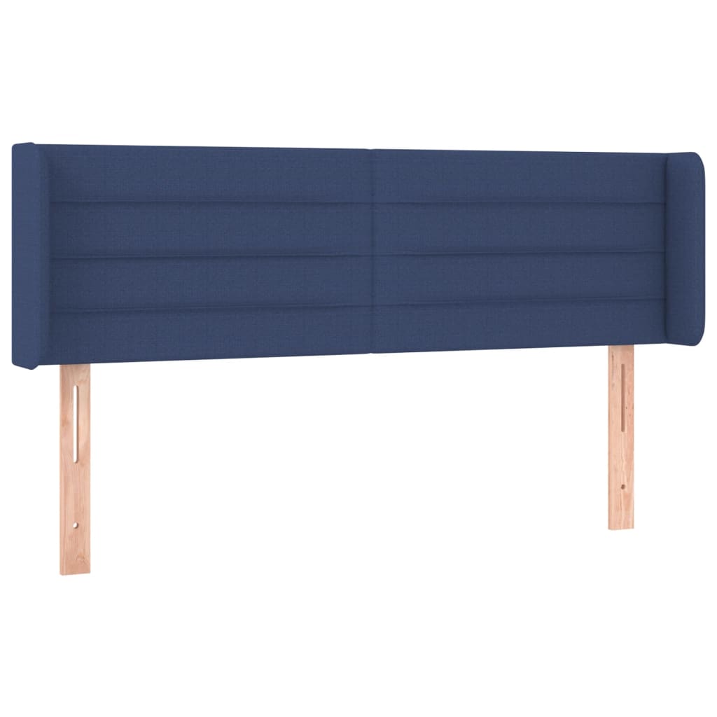vidaXL Cabeceira de cama c/ abas tecido 147x16x78/88 cm azul
