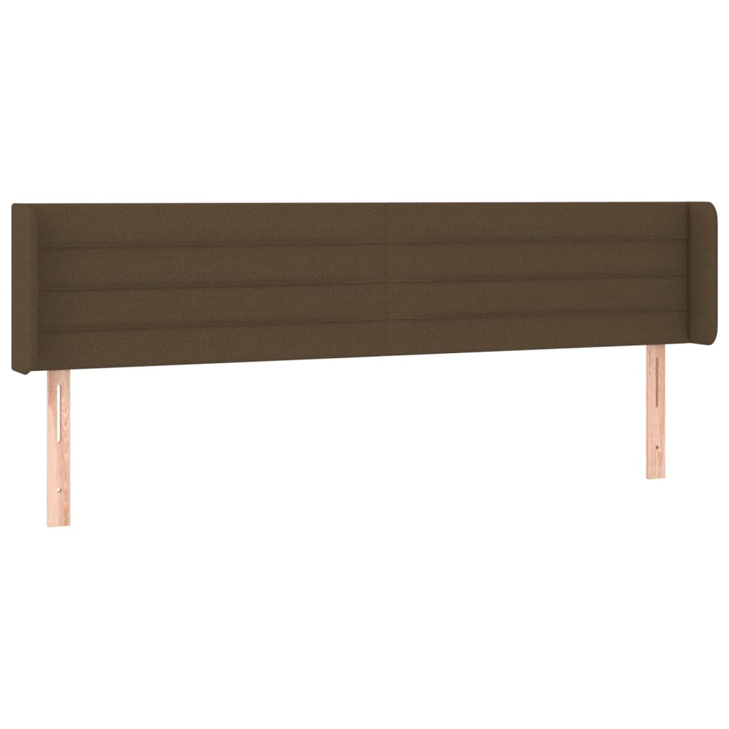 vidaXL Cabeceira de cama c/ abas tecido 203x16x78/88cm castanho-escuro