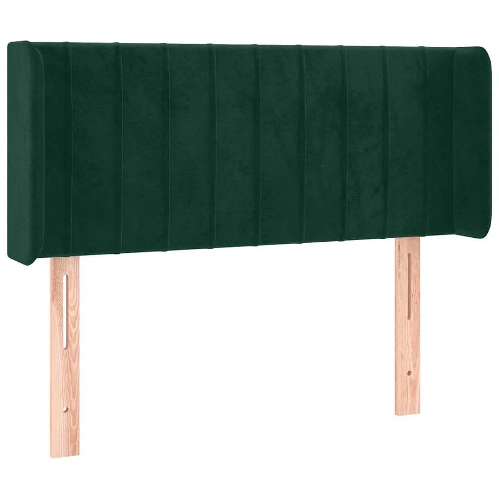 vidaXL Cabeceira de cama c/ abas veludo 83x16x78/88 cm verde-escuro