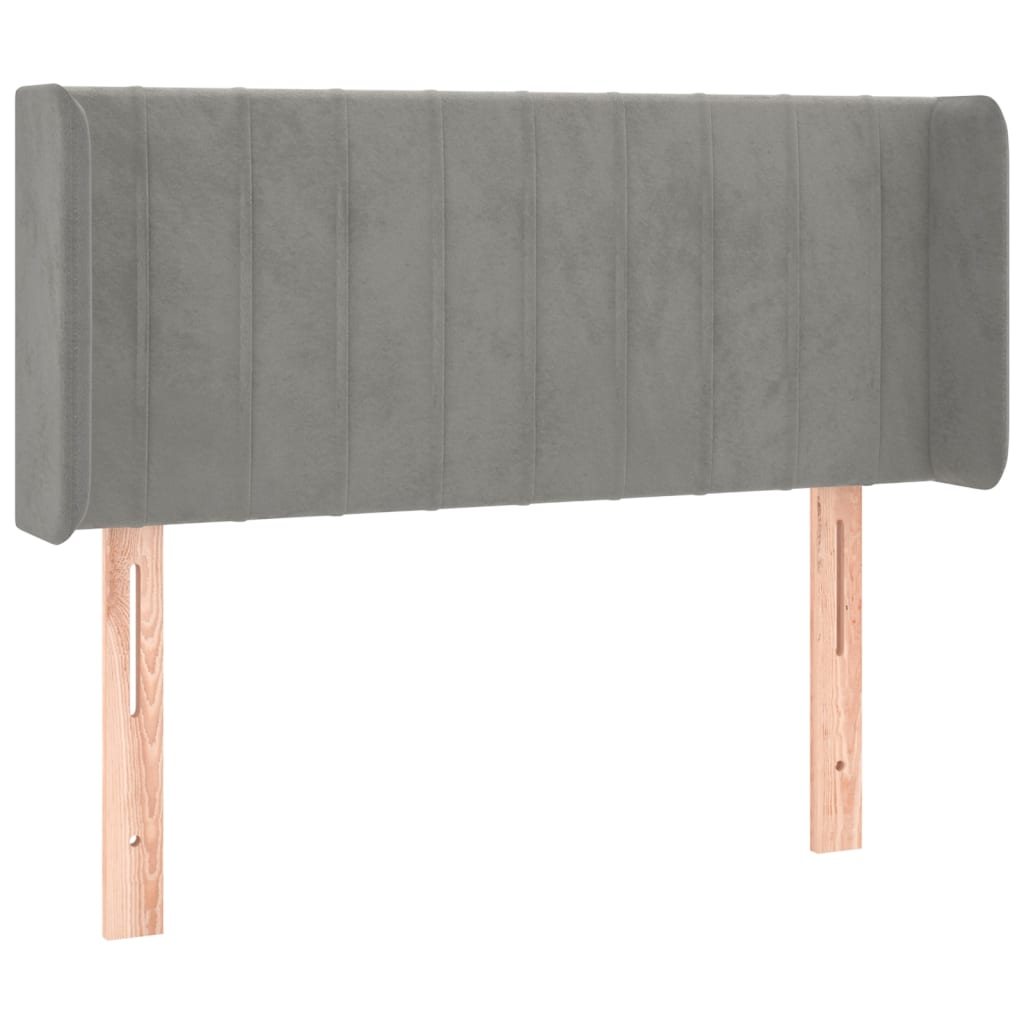 vidaXL Cabeceira de cama c/ abas veludo 93x16x78/88 cm cinzento-claro