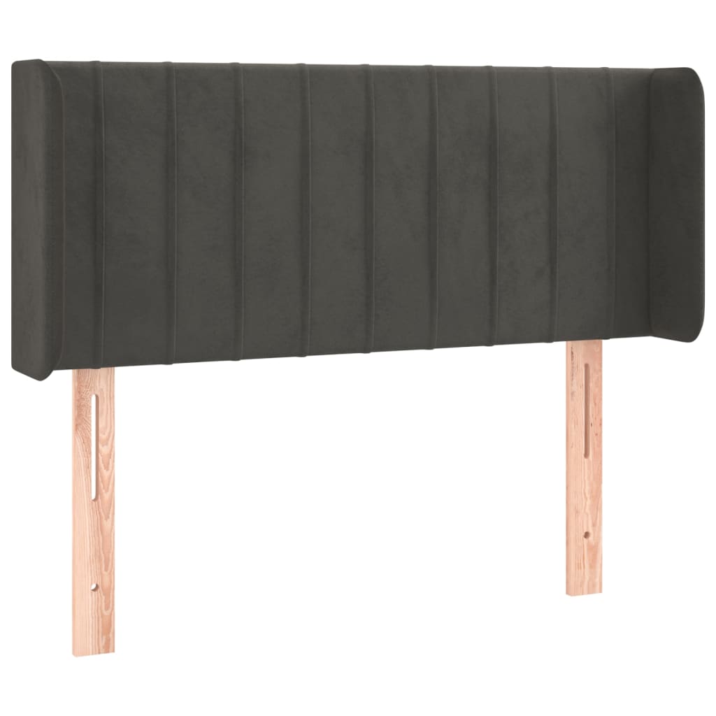 vidaXL Cabeceira de cama c/ abas veludo 103x16x78/88cm cinzento-escuro