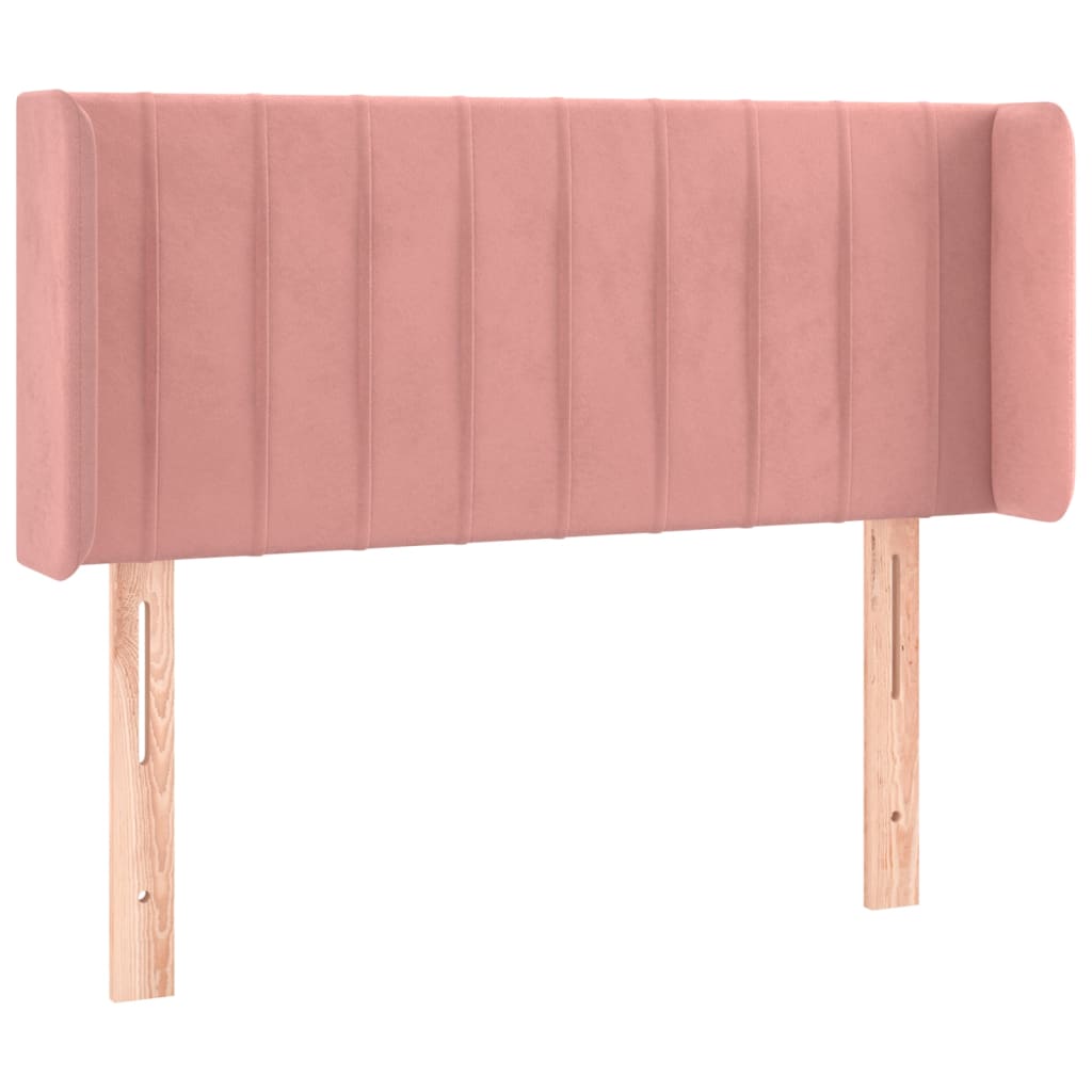 vidaXL Cabeceira de cama c/ abas veludo 103x16x78/88 cm rosa