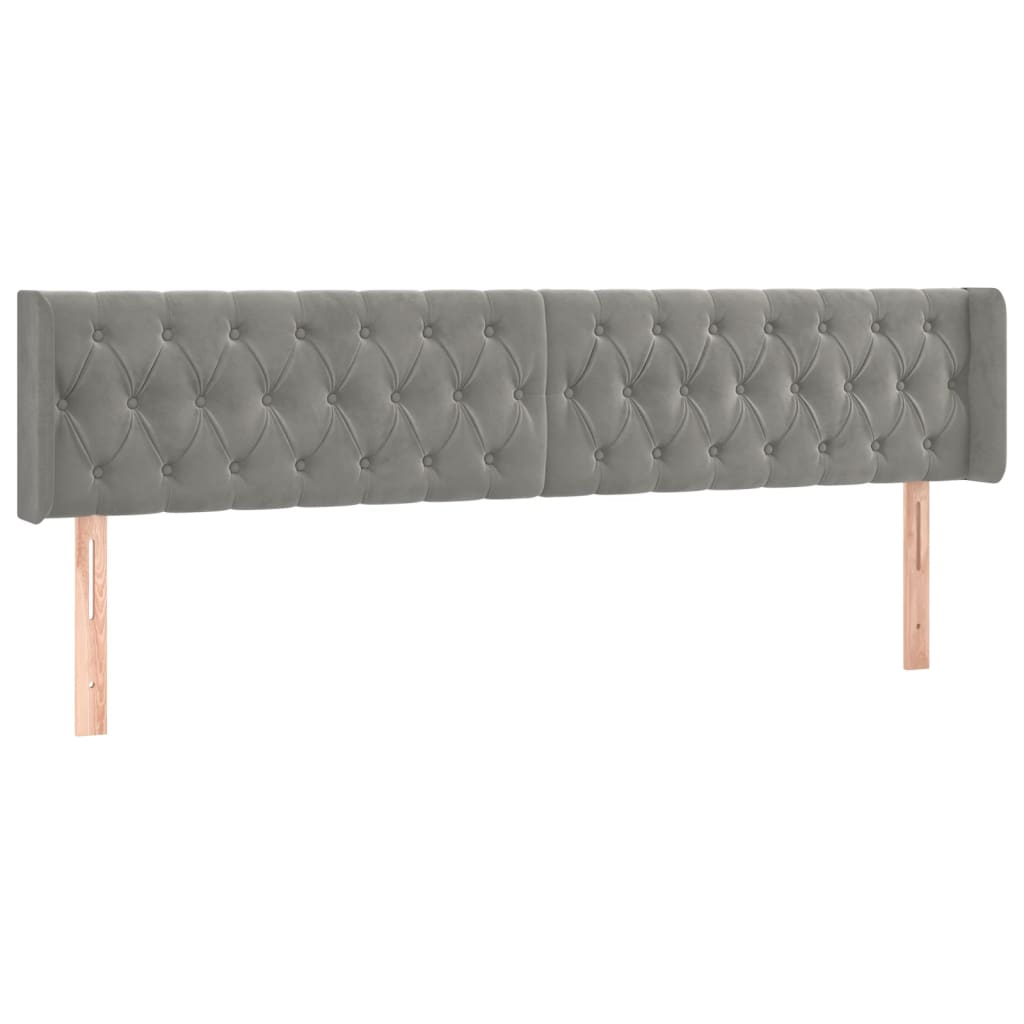 vidaXL Cabeceira de cama c/ abas veludo 203x16x78/88 cm cinzento-claro