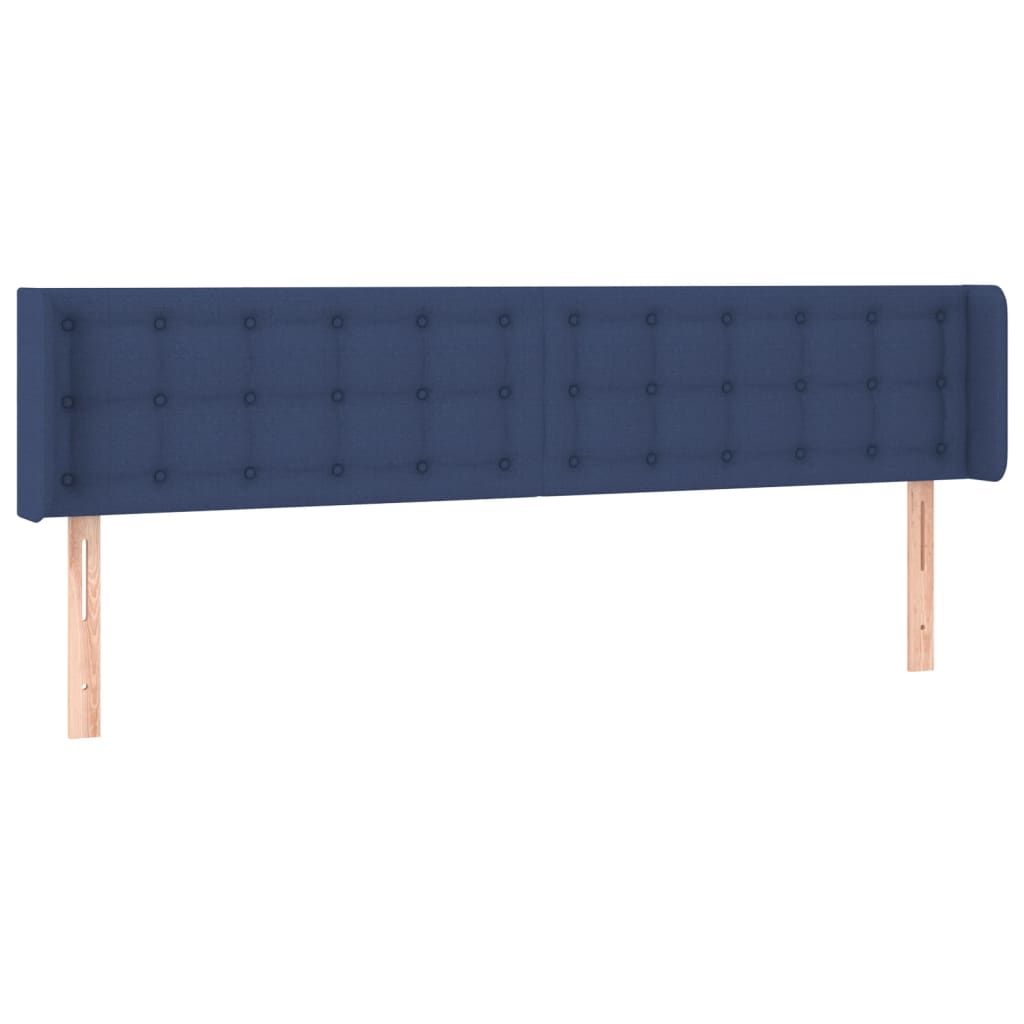 vidaXL Cabeceira de cama c/ abas tecido 183x16x78/88 cm azul