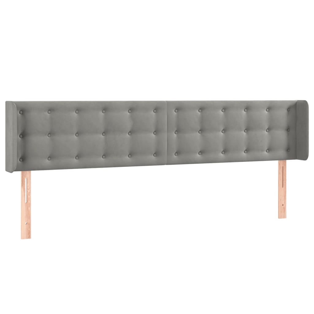 vidaXL Cabeceira de cama c/ abas veludo 183x16x78/88 cm cinzento-claro
