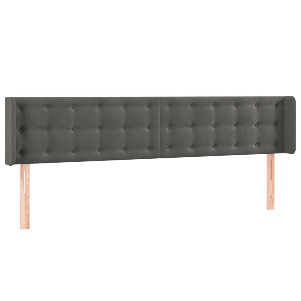 vidaXL Cabeceira de cama c/ abas veludo 203x16x78/88cm cinzento-escuro