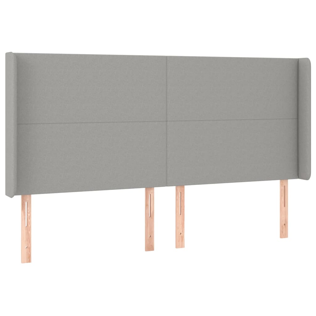 vidaXL Cabeceira cama c/ abas tecido 163x16x118/128 cm cinzento-claro