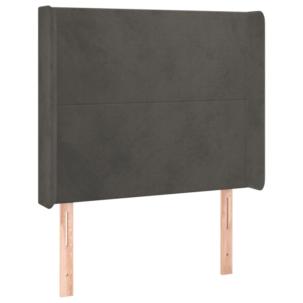 vidaXL Cabeceira cama c/ abas veludo 103x16x118/128 cm cinzento-escuro