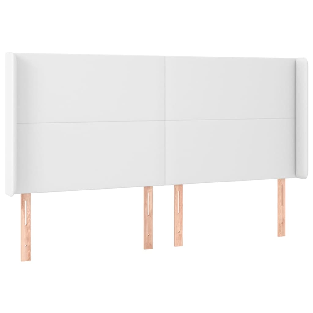 vidaXL Cabeceira cama c/ abas couro artificial 203x16x118/128cm branco