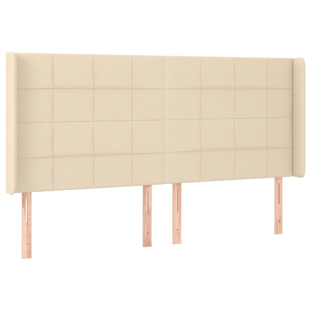 vidaXL Cabeceira de cama c/ abas tecido 163x16x118/128 cm cor crème