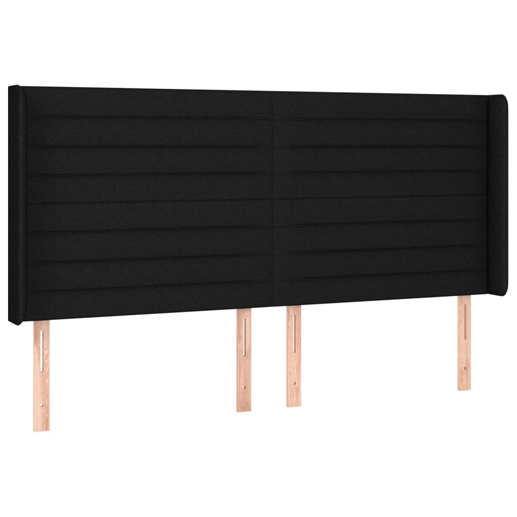 vidaXL Cabeceira de cama c/ abas tecido 183x16x118/128 cm preto