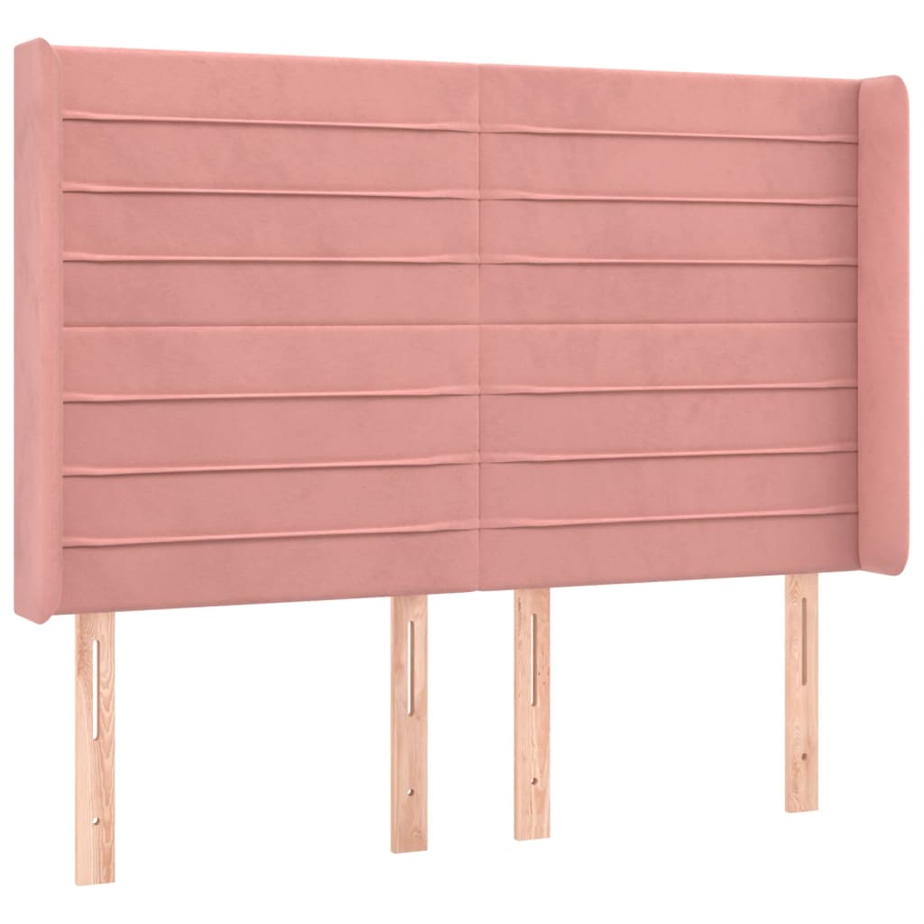 vidaXL Cabeceira cama c/ abas veludo 147x16x118/128 cm rosa