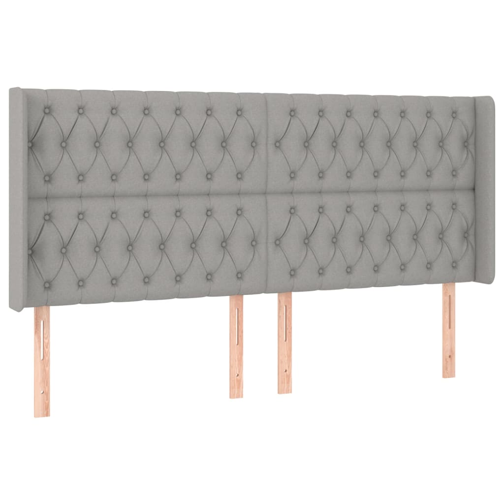 vidaXL Cabeceira cama c/ abas tecido 183x16x118/128 cm cinzento-claro