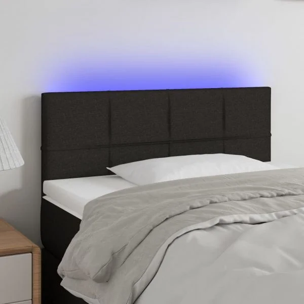 vidaXL Cabeceira de Cama com Luzes led Tecido 80x5x78/88 cm Preto - 2593042923