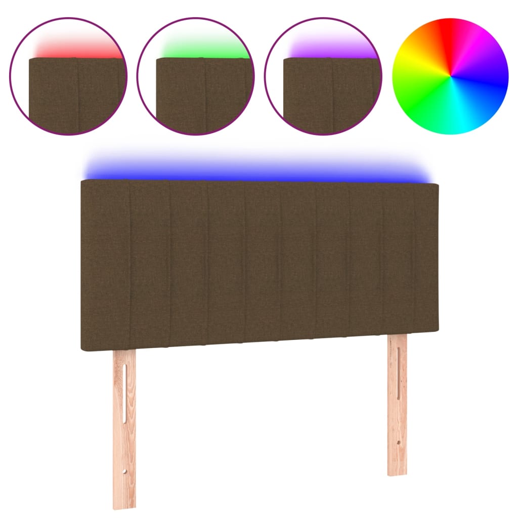 vidaXL Cabeceira de cama c/ luzes LED tecido 80x5x78/88 cm castanho