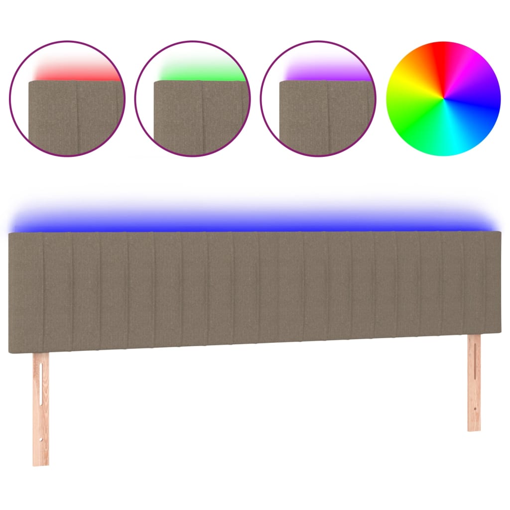 vidaXL Cabeceira cama luzes LED tecido 160x5x78/88cm cinza-acastanhado