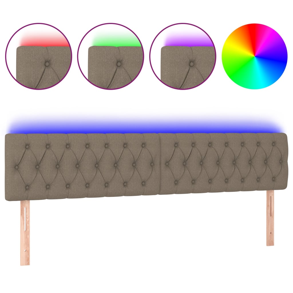 vidaXL Cabeceira cama luzes LED tecido 180x7x78/88cm cinza-acastanhado