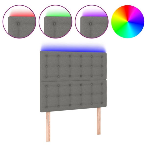 vidaXL Cabeceira de Cama com led Tecido 90x5x118/128 cm Cinza-escuro - 1435138814