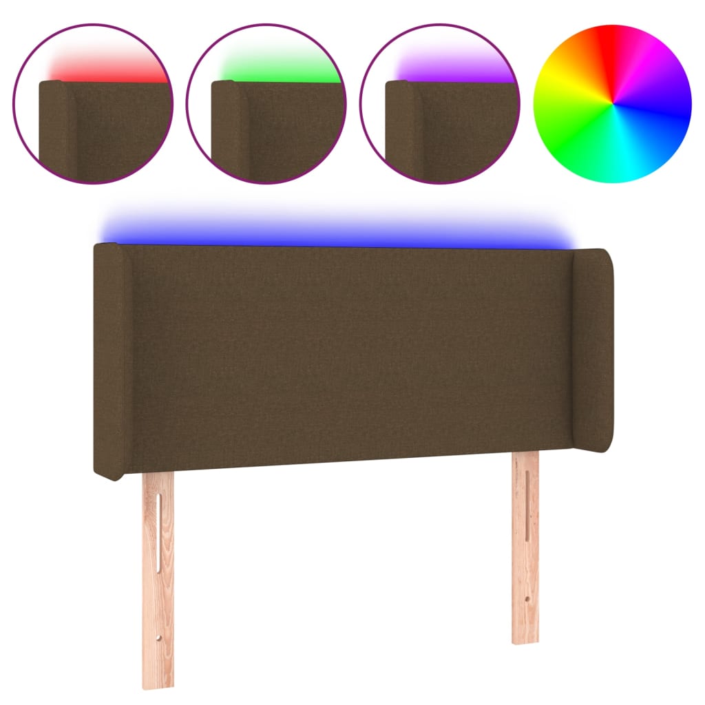vidaXL Cabeceira de cama c/ luzes LED tecido 83x16x78/88 cm castanho