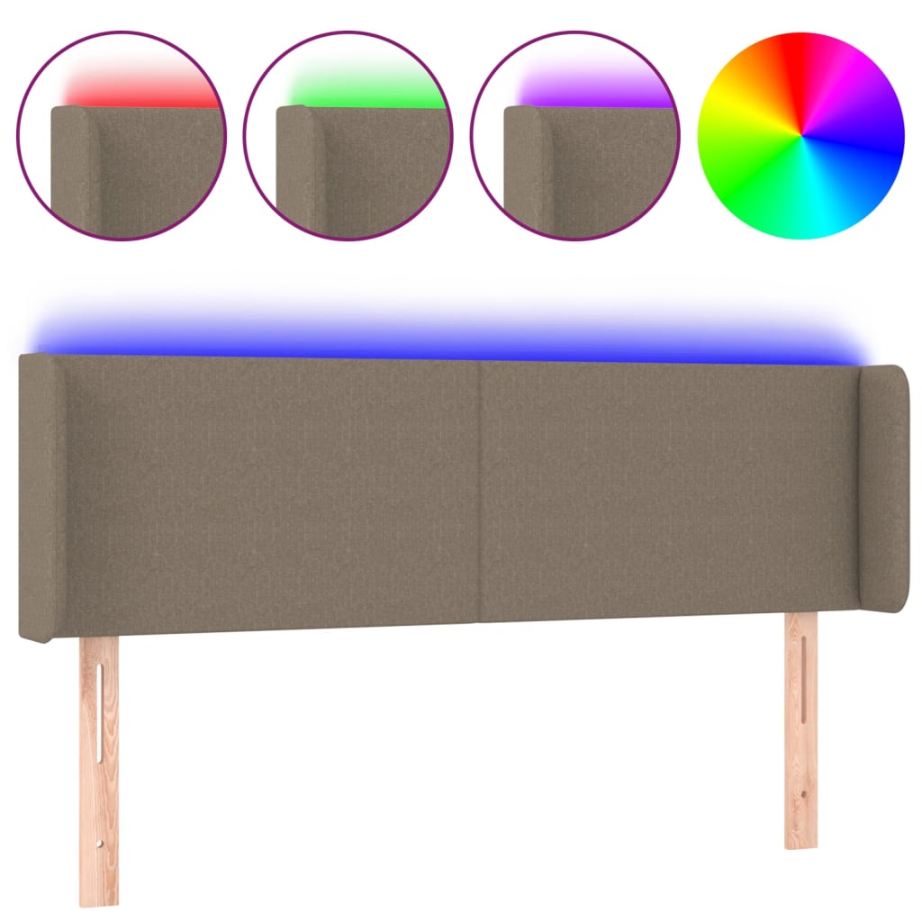vidaXL Cabeceira de cama c/ luzes LED 147x16x78/88cm cinza-acastanhado