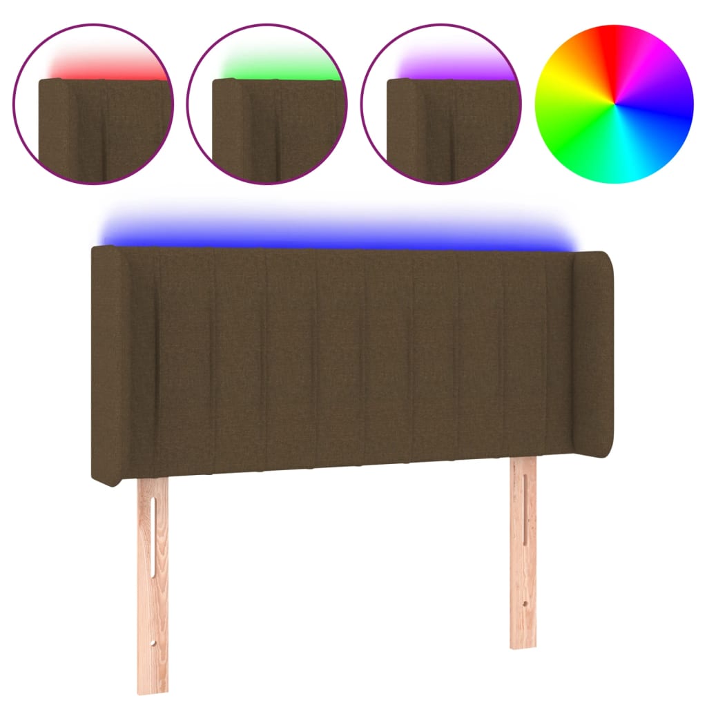 vidaXL Cabeceira de cama c/ luzes LED tecido 83x16x78/88 cm castanho