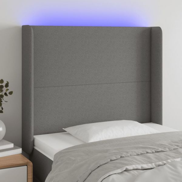 Cabeceira de Cama com Luzes led Tecido 103x16x118/128 cm Preto - 3123760