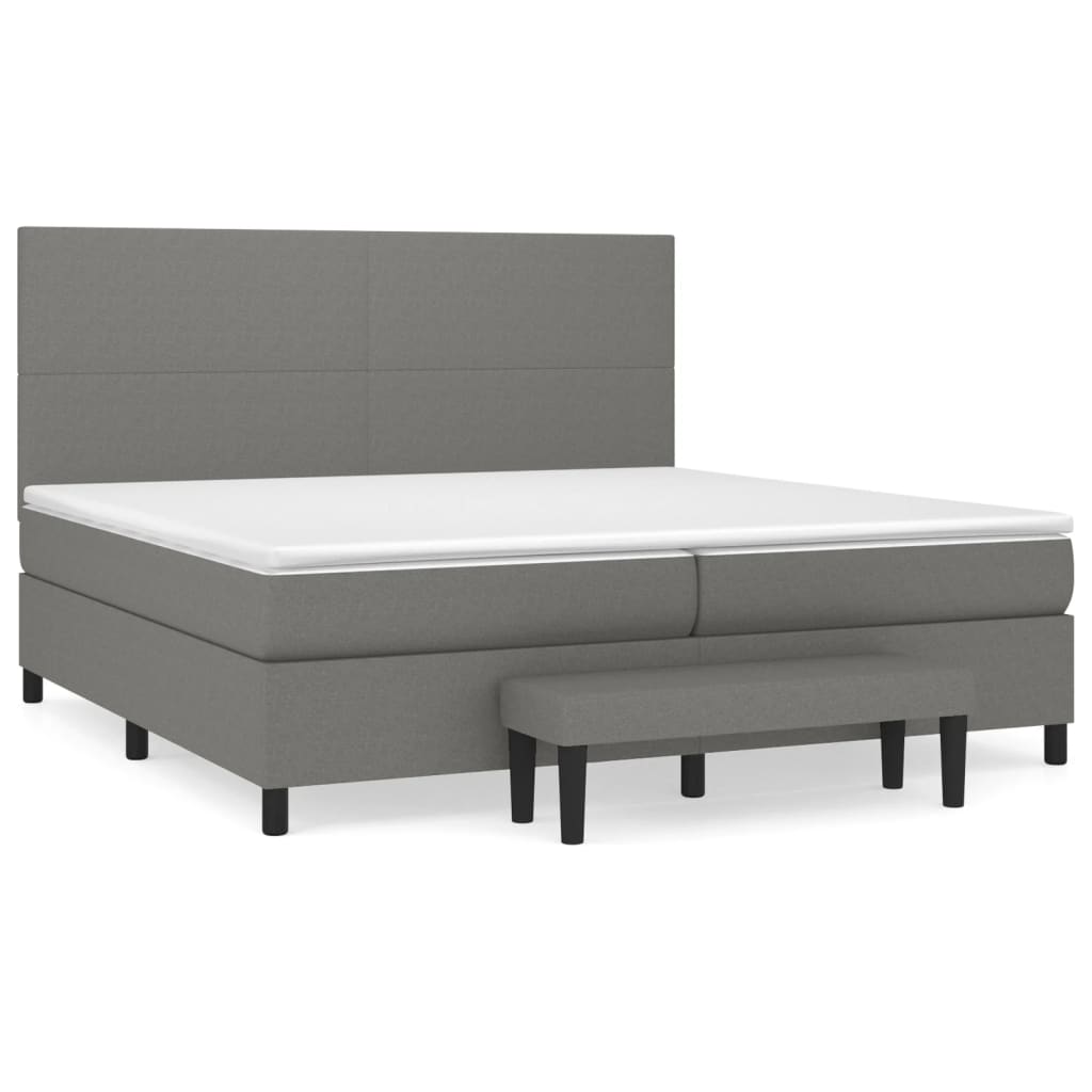 vidaXL Cama com molas/colchão 200x200 cm tecido cinzento-escuro