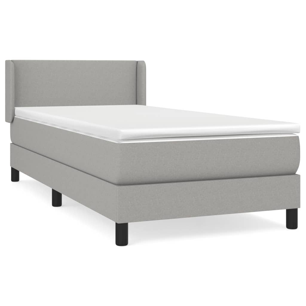 vidaXL Cama com molas/colchão 90x190 cm tecido cinzento-claro