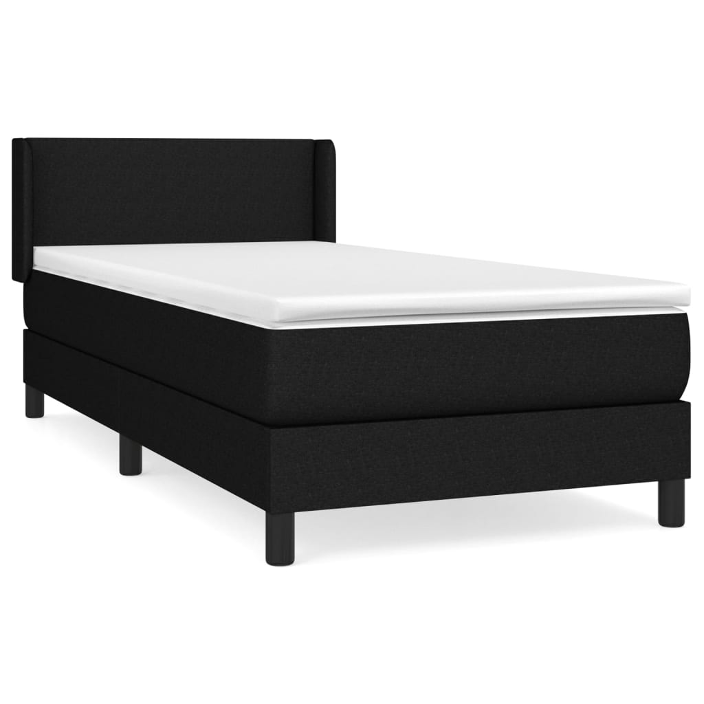 vidaXL Cama com molas/colchão 90x200 cm tecido preto