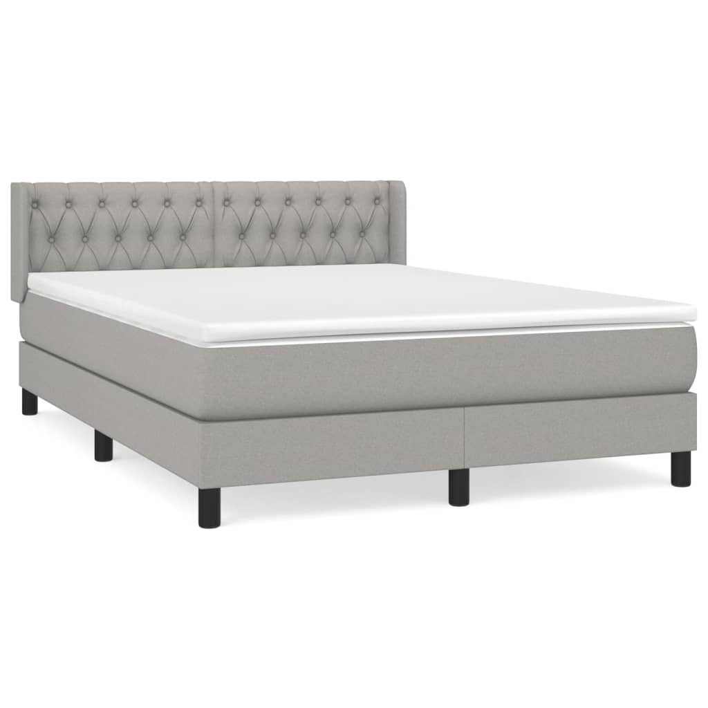 vidaXL Cama com molas/colchão 140x190 cm tecido cinzento-claro