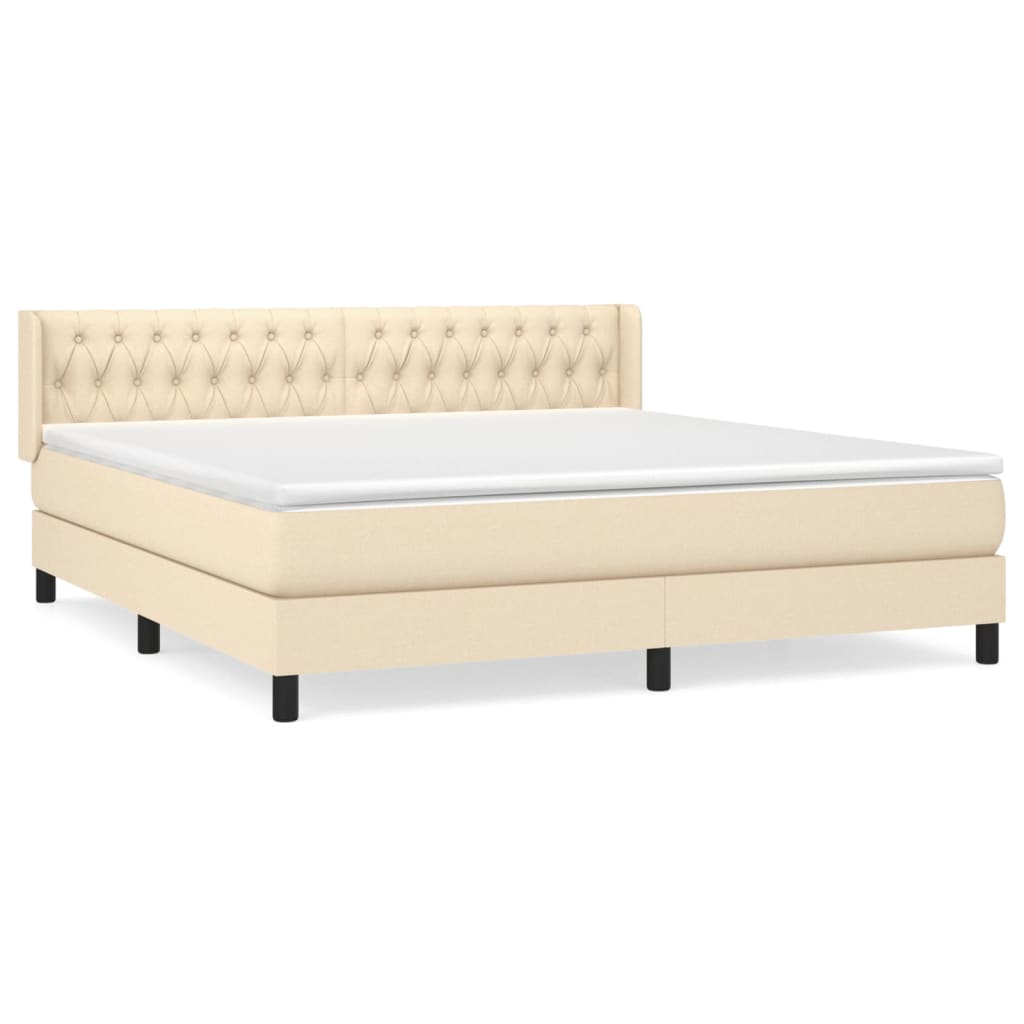 vidaXL Cama com molas/colchão 180x200 cm tecido cor creme