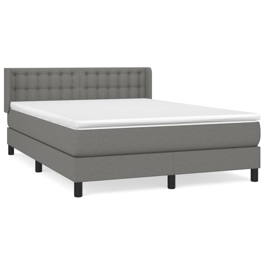 vidaXL Cama com molas/colchão 140x200 cm tecido cinzento-escuro