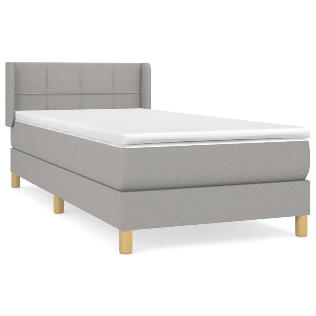 vidaXL Cama com molas/colchão 80x200 cm tecido cinza-claro