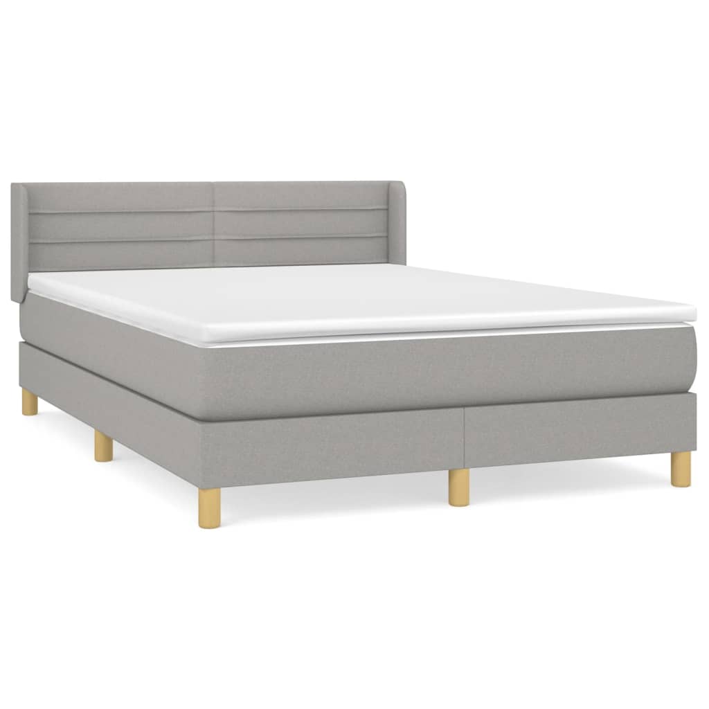 vidaXL Cama com molas/colchão 140x200 cm tecido cinzento-claro