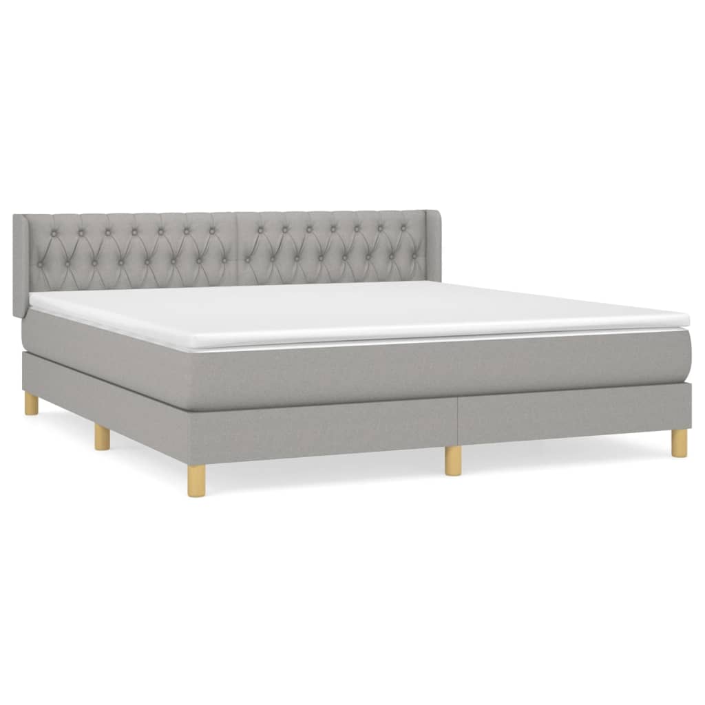 vidaXL Cama com molas/colchão 180x200 cm tecido cinzento-claro
