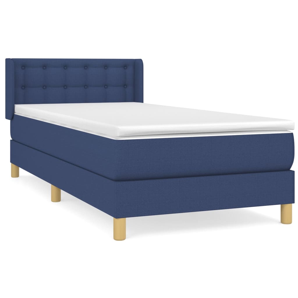 vidaXL Cama com molas/colchão 80x200 cm tecido azul