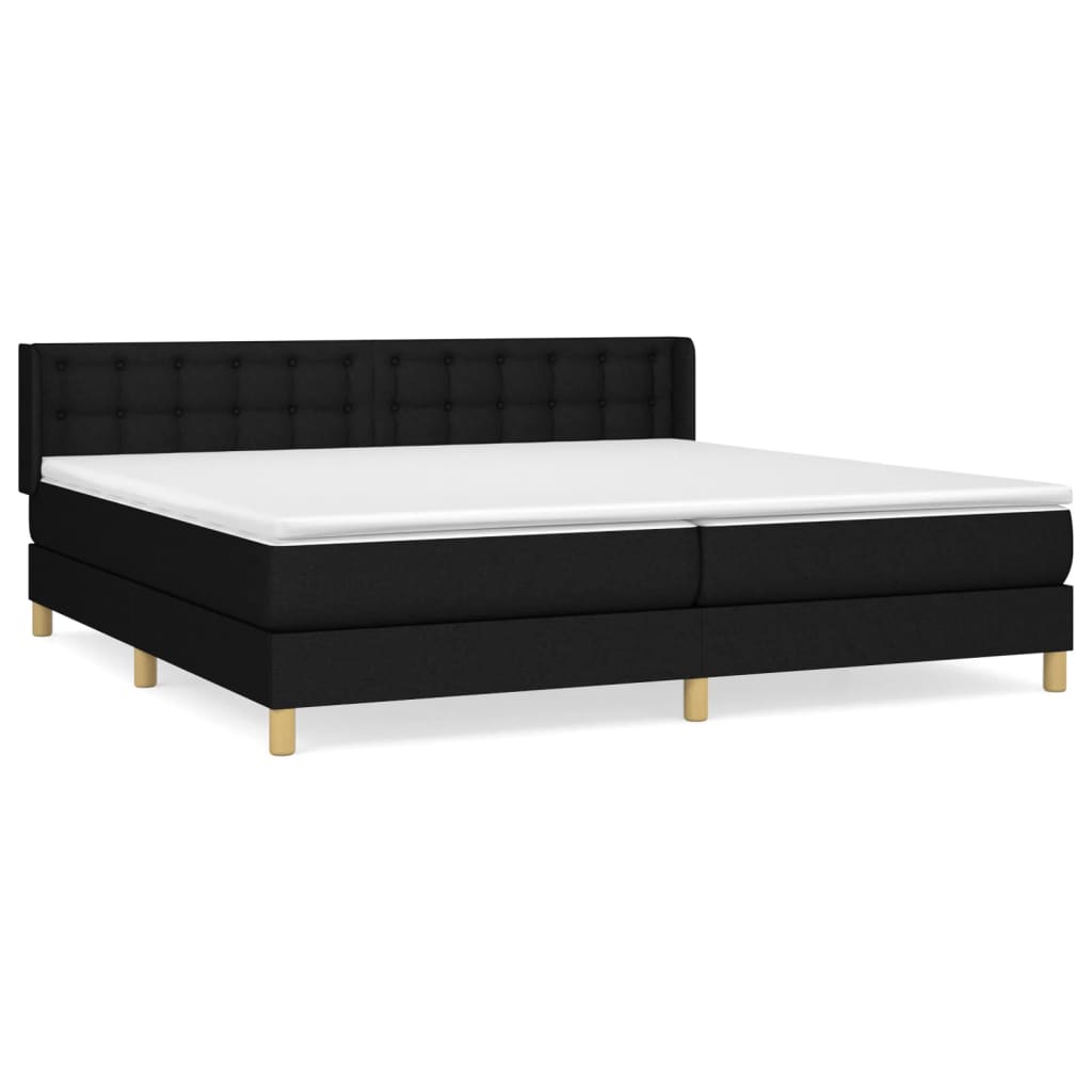 vidaXL Cama com molas/colchão 180x200 cm tecido preto