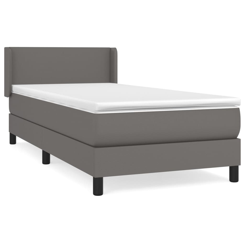 vidaXL Cama com molas/colchão 100x200 cm couro artificial cinzento